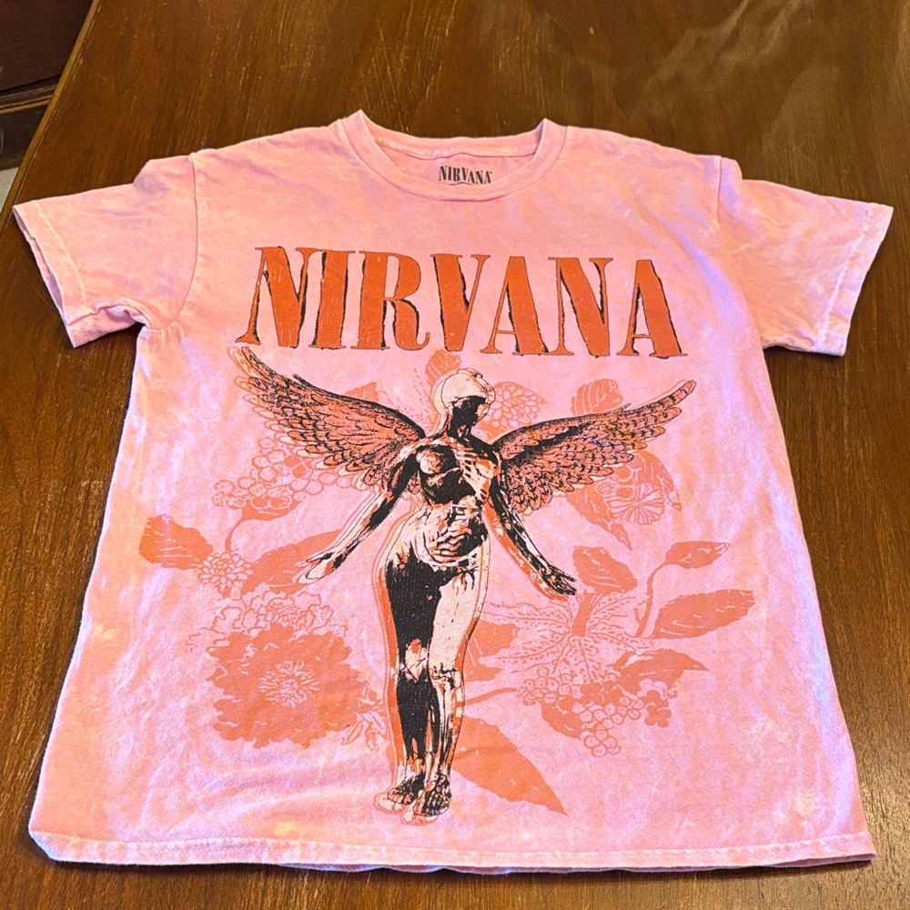 NIRVANA Pink Angel Graphic Kids Tee